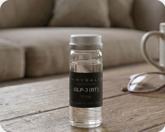 Customer photo of a GLP-3 (RT) vial on a desk